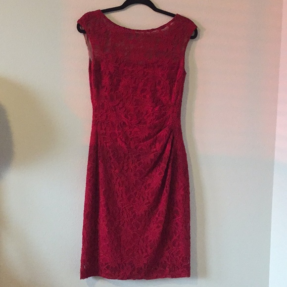 ralph lauren red lace dress